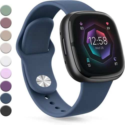 Vista 10 de Correa compatible con Fitbit Sense 2 / Sense Bands, Fitbit Versa 4 / Versa 3 bandas para mujeres y hombres, correa de repuesto de silicona suave
