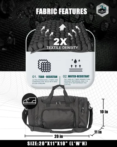 Vista 4 de Bolsa de gimnasio para hombres y mujeres con compartimento para zapatos, deporte, fin de semana, viajes, durante la noche, bolsa de transporte
