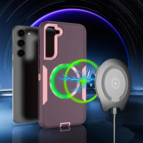 Vista 3 de Funda diseñada para Samsung Galaxy S23, magnética, doble protección contra caídas, resistente, compatible con MagSafe, a prueba de polvo, no se Negro