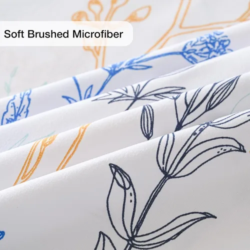 Vista 5 de Yibeizi - Juego de sábanas con estampado floral para cama de tamaño queen, sábanas de microfibra con patrón botánico boho, fundas para almohada