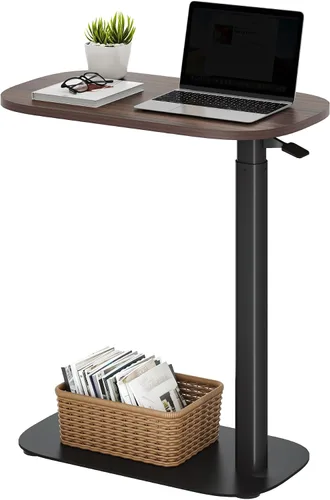 Vista 17 de SANODESK Escritorio móvil de pie con ruedas ocultas, escritorio neumático para laptop, carrito de computadora con ruedas móviles, altura ajustable