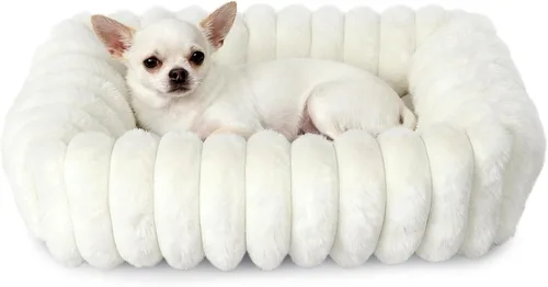 Vista 4 de Tiny Pet Bed for Extra Small Dogs & Cats, Square Washable 18x14 Cat Bed with High Sides, Rectangle Calming Cat Beds for Indoor Kittens and Puppy
