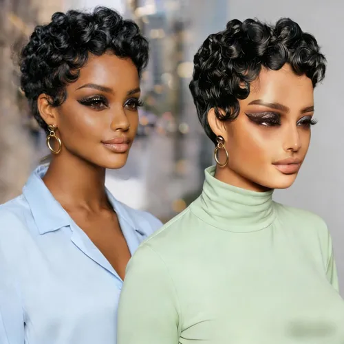 Vista 26 de Pelucas Honey Blonde sin pegamento para usar y quitar, pelucas de cabello humano cortas con corte Pixie para mujeres, peluca de cabello humano corta
