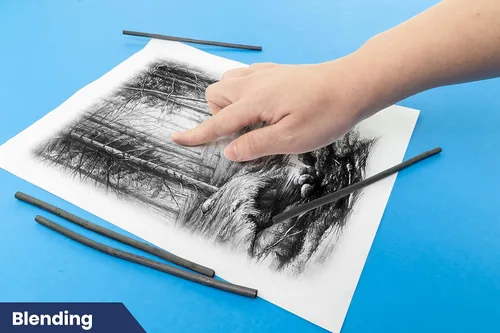 Vista 6 de Pacific Arc Artist Vine Charcoal, mediano, negro, 12 piezas, palitos de carbón de vid de artista, carbón de dibujo mediano y suave