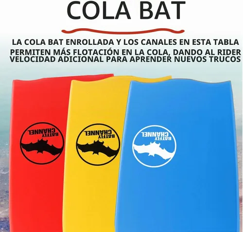 Vista 7 de BZ Batfly Channel 41.5" Body Board con correa en espiral (elige azul, amarillo o rojo)