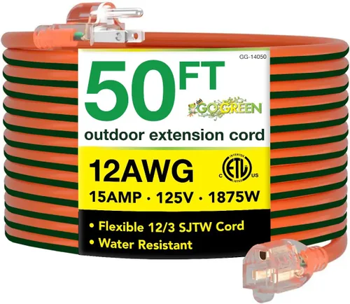 Vista 26 de Go Green Power Inc. (GG-13708BK) - Cable de extensión 16/3 SJTW para exteriores; color negro, 8 pies