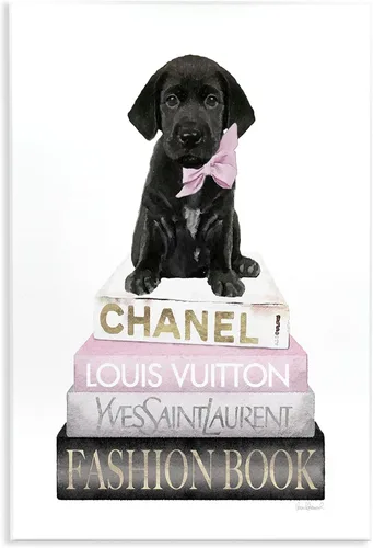 Vista 10 de Stupell Industries 'Libros de moda rosa Bulldog Francés' Arte de placa de Sin marco