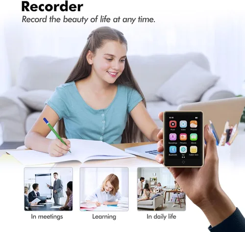 Vista 7 de Reproductor de MP3 de 64 GB Bluetooth de 5.3, 2.8 pulgadas, reproductor de música portátil, reproductor de MP4, reproductor de MP3 con altavoz