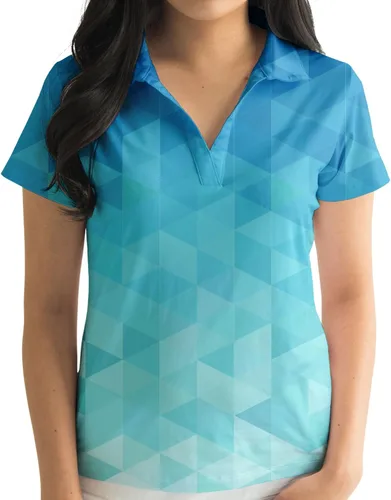 Vista 34 de YATTA GOLF Polo de golf prémium para mujer, ligero, de secado rápido, resistente a las arrugas y absorbe la humedad Aloha Sunrise