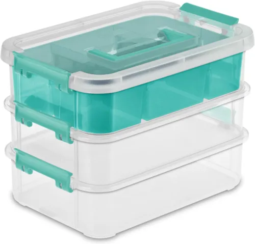 Vista 4 de Sterilite 14138606 Caja de apilamiento y transporte de capas, 10-5/8 pulgadas