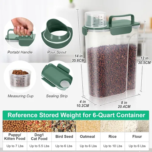 Vista 2 de TBMax Contenedor de Almacenamiento de Comida para Gatos y Perros de 5 a 7 libras, Contenedor Secundario de Almacenamiento de Comida para Mascotas