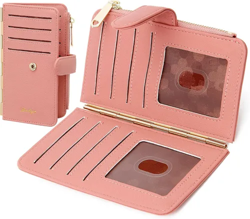Vista 11 de Badiya Tarjetero de crédito para mujer, cartera RFID para mujer, organizador de tarjetas plegable delgado con funda para múltiples tarjetas