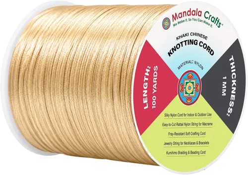 Vista 37 de Mandala Crafts Cordón de satén de cola de rattail de 0.02 in para nudos