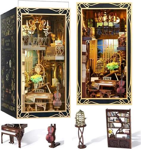 Vista 9 de MiniCity Espacio Rincón de Libros para Principiantes - Kit de Escena en Miniatura DIY con Cubierta Antipolvo, Luces y Estantería Adaptable