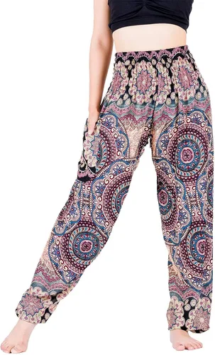 Vista 3 de LOFBAZ Vivid Yoga Harem Pantalones para Mujer Boho Hippie Lounge Pijamas India Beach