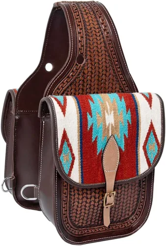 Vista 9 de HILASON Concho Western Horse - Bolsa de sillín de cuero resistente y tradicional Bolsa de sillín Bolsa de sillín de caballo Bolsa de sillín