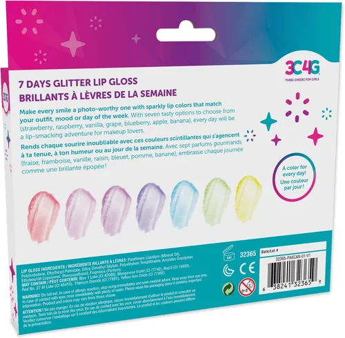 Vista 2 de Make It Real 3C4G 7 Days Glitter Lip Gloss - Set de sabores para niñas