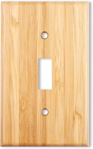 Vista 12 de Placa de Interruptor de Luz Dúplex de Palanca de Madera Maciza de 1 Gang, 4.5" x 4.5", Cubierta de Interruptor de Luz de Bambú de Madera Cruda