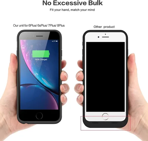 Vista 2 de Funda de batería para iPhone 6s Plus/6 Plus/7 Plus/8 Plus, 8500 mAh, funda de carga portátil de 8500 mAh, paquete de batería externa para iPhone 6s