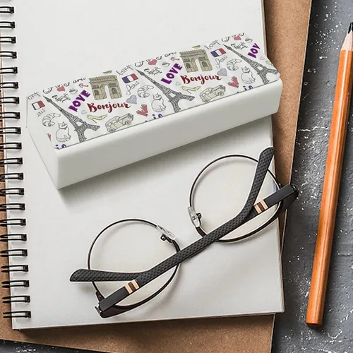 Vista 4 de I Love Paris - Estuche para gafas unisex, caja protectora portátil a la moda, contenedor para gafas