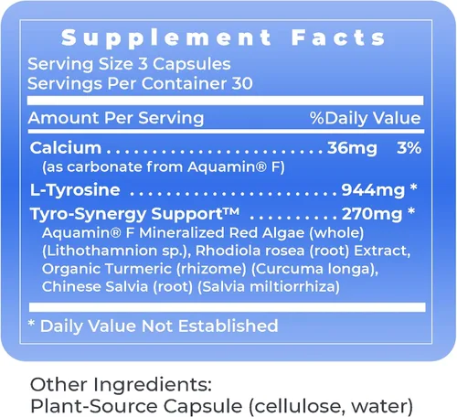 Vista 7 de Premier Research Labs Matriz de tirosina – Contiene aquamina, Rhodiola Rosea, cúrcuma orgánica y salvia china – Soporte de neurotransmisores