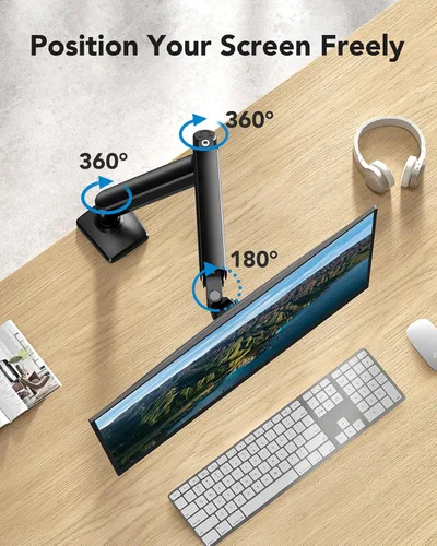 Vista 3 de HUANUO Brazo para monitor individual de 13 a 34 pulgadas, brazo ajustable con resorte de gas, soporte de escritorio para monitor de 4.4 a 22 libras