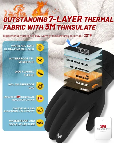Vista 2 de RIGWARL Guantes de invierno impermeables para clima frío de 40 F a 65 F para hombres y mujeres, pantalla táctil