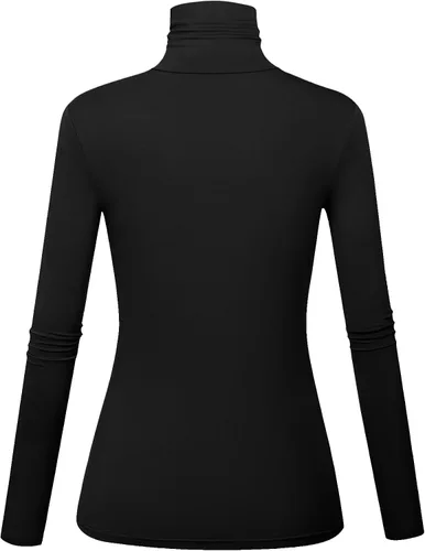 Vista 2 de Camisas de manga larga con cuello alto para mujer, ajustadas, ligeras, capa base, tops casuales