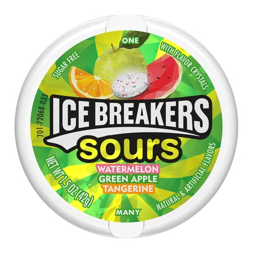 Vista 3 de ICE BREAKERS Sours - Latas de mentas sin azúcar con sabor a fruta surtida, 1.5 onzas (8 unidades)