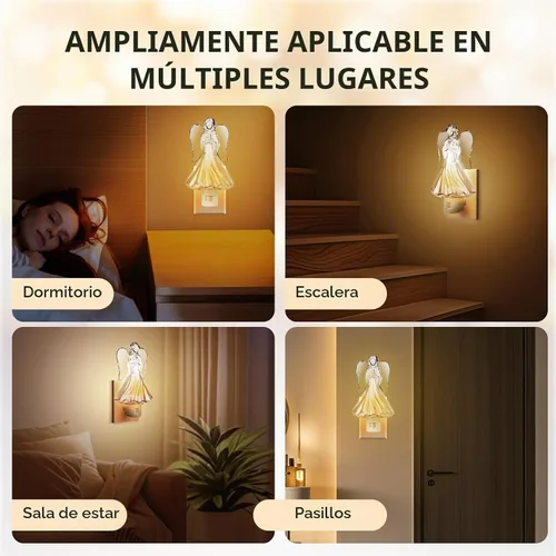 Vista 7 de 2 luces nocturnas de ángel rezando enchufables a la pared con bombilla C7 de 5 W, enchufe giratorio de 360 grados con interruptor