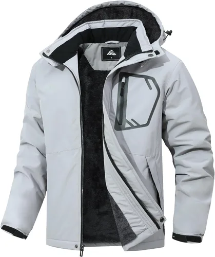Vista 6 de Chaqueta de esquí impermeable para hombre, chaqueta de invierno acolchada con forro cálido, chaqueta Parker resistente al viento con capucha