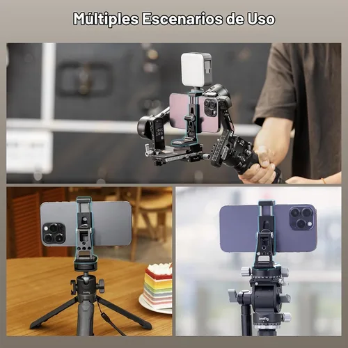 Vista 9 de SMALLRIG Soporte de trípode de metal para teléfono, soporte para teléfono celular con adaptador de liberación rápida para Arca-Swiss, soporte