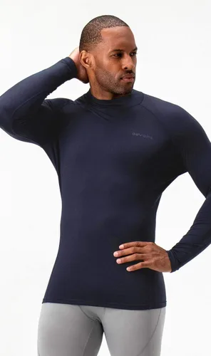 Vista 2 de DEVOPS Paquete de 2 camisas térmicas de cuello alto falso para hombre, camisetas de manga larga de compresión y sudaderas con capucha