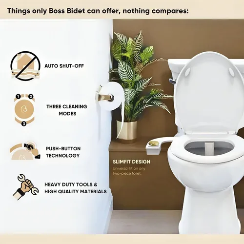 Vista 3 de Revolution Cool Water. Accesorio de bidé para inodoro. Diseño de lujo, rociador de bidé de baño para inodoro, apagado automático, no eléctrico