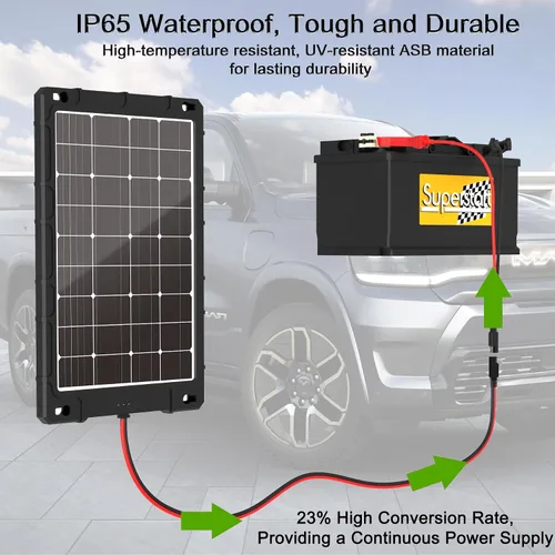 Vista 5 de Cargador de batería solar Pro de 12 V 7.5 W - Controlador MPPT inteligente integrado impermeable para automóviles, barcos automotrices y remolques