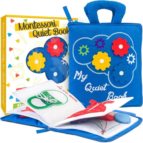 Vista 9 de deMoca - Juguete montessori, libro para bebés - Juguetes para niños pequeños - Juguete de viaje - Juguete educativo con actividades para niños