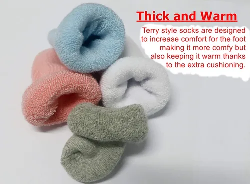 Vista 3 de RATIVE Newborn Baby Socks 0-6,6-12 Months Terry Turn Cuff Socks for Boys Girls