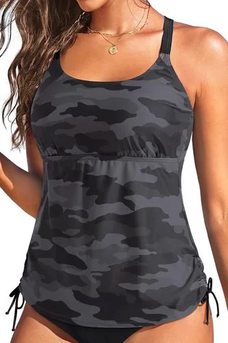 Vista 13 de Holipick Top de Tankini para Mujer Solamente Top de Traje de Baño Tankini Sin Parte Inferior Color Stripe2