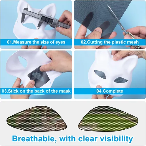 Vista 6 de Pndeyo 2 hojas de malla para ojos de traje de peluche de 0,5 mm en blanco, malla de ojos de PVC impermeable e imprimible, hoja en blanco