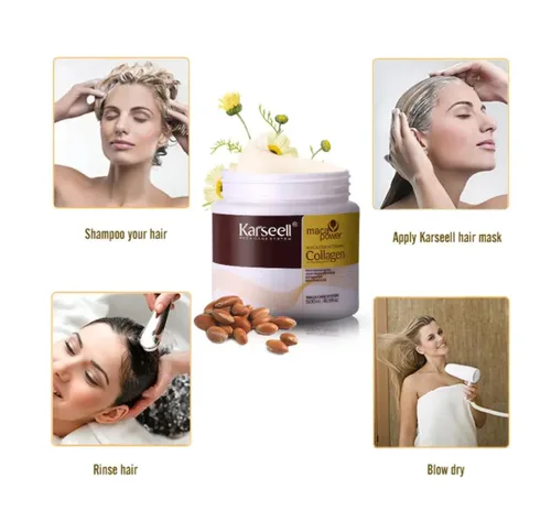 Vista 4 de Karseell - Mascarilla para el cabello con colágeno para reparación profunda y dañada para el cabello