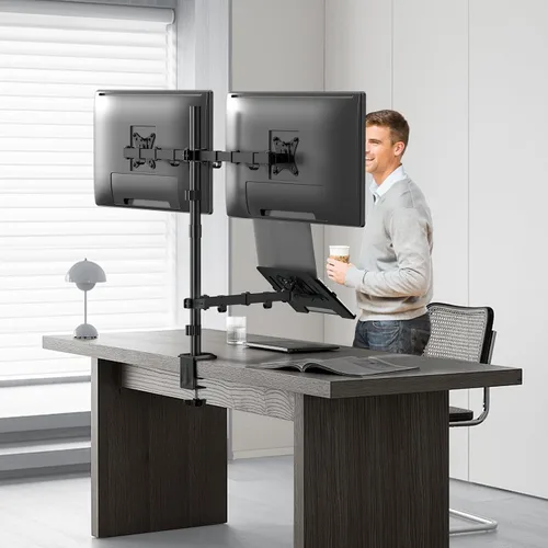 Vista 9 de Soporte para monitor dual y soporte para laptop, se adapta a