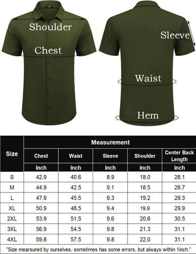 Vista 6 de COOFANDY Mens Casual Button Down Shirt Short Sleeve Wrinkle Free Shirts Summer Shirt