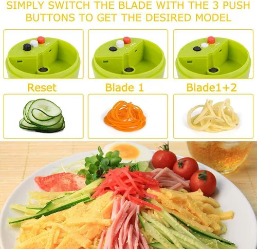 Vista 2 de Espiralizador de verduras de mano, espiralizador manual de verduras, cortador en espiral para zanahorias y pepinos (1#)