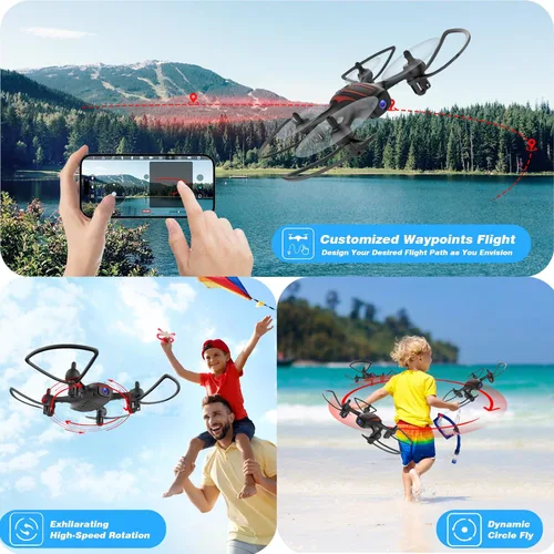 Vista 5 de Drones para niños de 8 a 12 años, dron con cámara 1080P para niños y adultos, FPV Drone con 2 baterías, mini dron con foto de gestos, cuadricóptero
