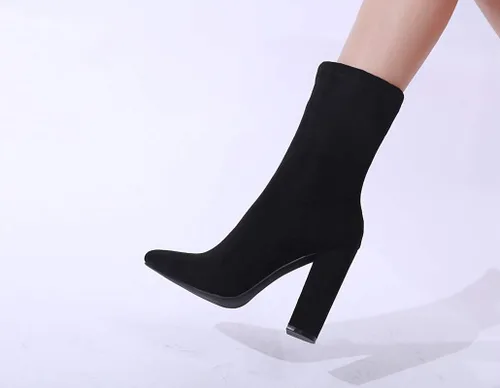 Vista 6 de STUPMARY Womens Boots Chunky Heels Pointed Toe Ankle Bootie High Heeled Winter Boots