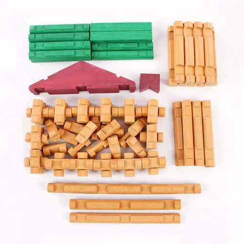 Vista 8 de 90 piezas de bloques de construcción de madera para niños pequeños, juego de troncos de cabaña de madera clásico, juguete educativo preescolar