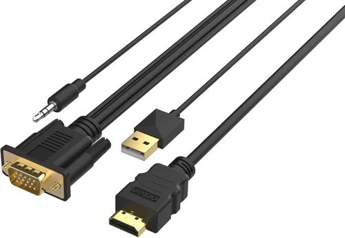Vista 9 de ONTEN Cable HDMI a VGA. Convertidor HDMI macho a VGA macho con conector de audio de 0.138 in para TV Stick, Raspberry Pi, portátil, monitor, PC