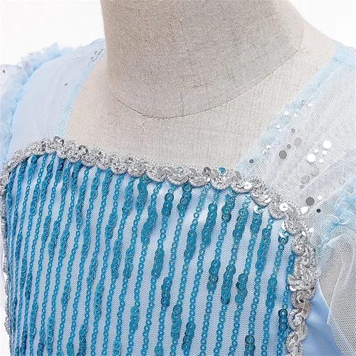 Vista 3 de TSIZFXI Elsa - Vestidos de princesa para niñas fiesta de cumpleaños con accesorios de 3 a 8 años