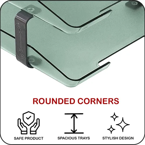 Vista 7 de Acrimet Bandeja de cartas tradicional de 4 niveles de carga frontal de plástico para escritorio (color verde transparente)
