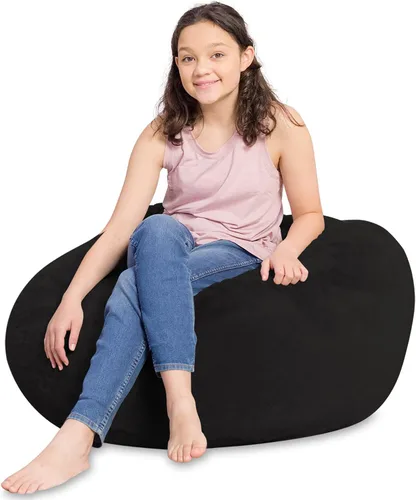 Vista 34 de Posh Creations - Sillón puff para niños, adolescentes y adultos, incluye funda extraíble y lavable a máquina, tamaño mediano de 27 pulgadas, lona